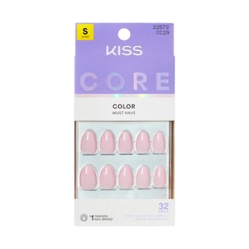 KISS CORE Color Nails - Euphonious (Pink Almond Short Nails), 32 ct