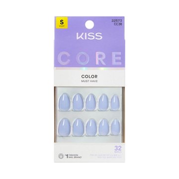 KISS CORE Color Nails - Flee (Blue Almond Short Nails), 32 ct