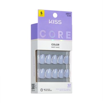 KISS CORE Color Nails - Flee (Blue Almond Short Nails), 32 ct