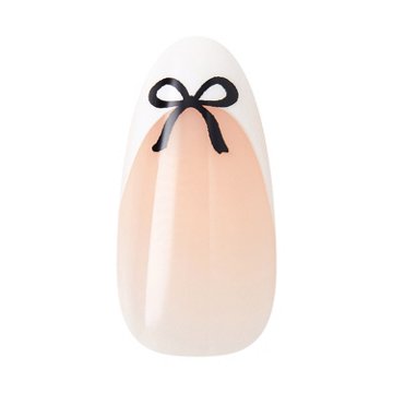 KISS CORE Design Nails - Our Moments (Beige and Black Almond Medium Nails), 32 ct