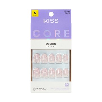 KISS CORE Design Nails - Friendship (Pink & White Round Short Nails), 32 ct