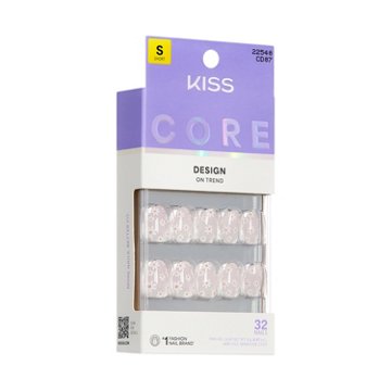 KISS CORE Design Nails - Friendship (Pink & White Round Short Nails), 32 ct