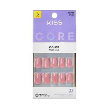 KISS CORE Color Nails - Felicity (Pink Squoval Short Nails), 32 ct