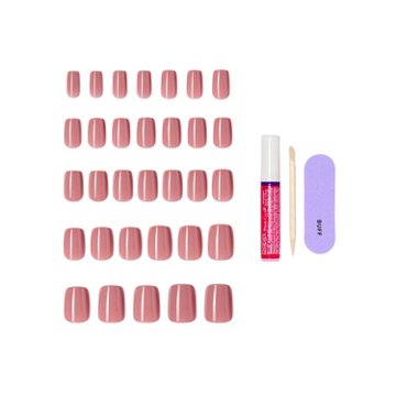 KISS CORE Color Nails - Felicity (Pink Squoval Short Nails), 32 ct