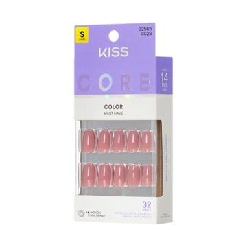 KISS CORE Color Nails - Felicity (Pink Squoval Short Nails), 32 ct
