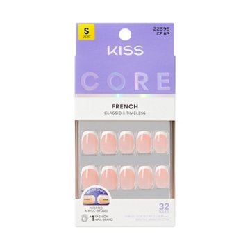 KISS CORE French Nails - Snapshot (White Squoval Short Nails), 32 ct
