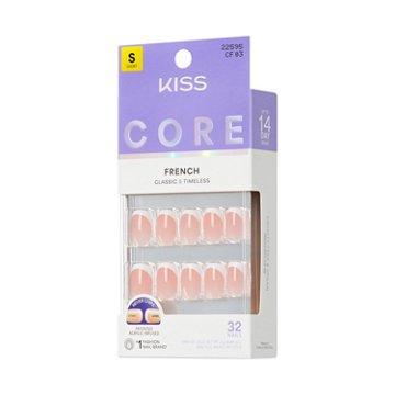 KISS CORE French Nails - Snapshot (White Squoval Short Nails), 32 ct