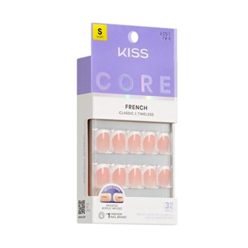 KISS CORE French Nails - Snapshot (White Squoval Short Nails), 32 ct
