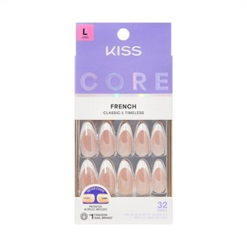 KISS CORE French Nails - Fascinating (White Almond Long Nails), 32 ct