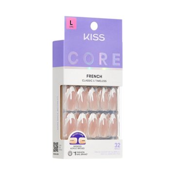 KISS CORE French Nails - Fascinating (White Almond Long Nails), 32 ct