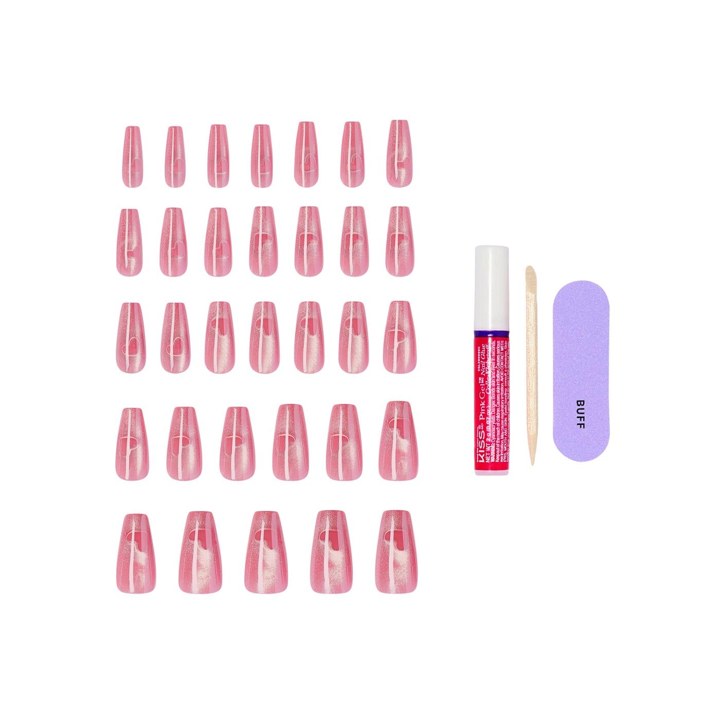 KISS GLAM Embellised Nails - Pink Sugar (Pink Coffin Long Nails); image 5 of 7