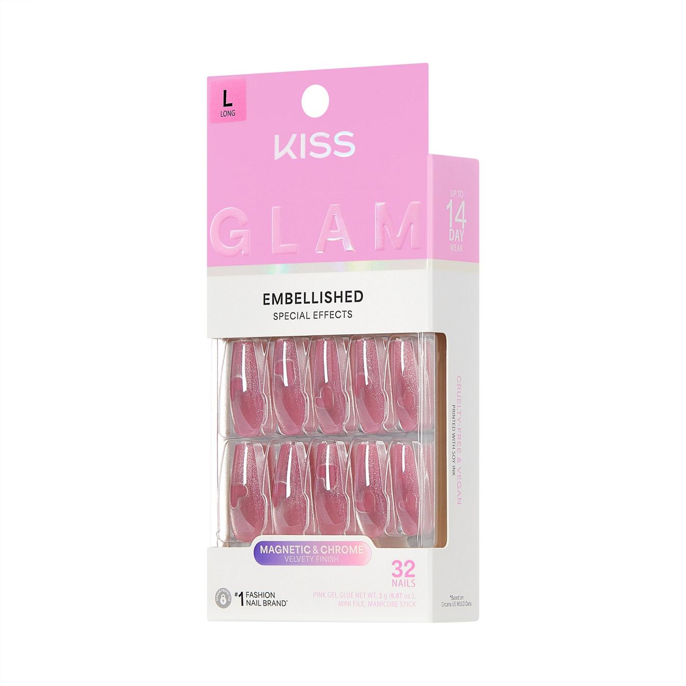 KISS GLAM Embellised Nails - Pink Sugar (Pink Coffin Long Nails); image 6 of 7
