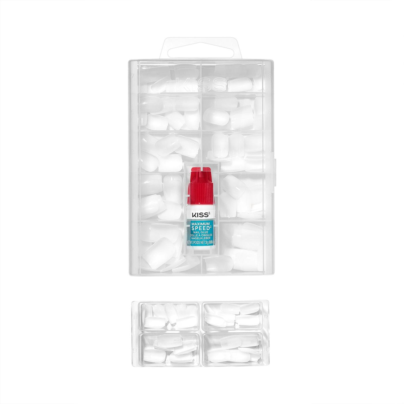 KISS Professional 140 Tips Full-Cover Nails - Ordinary Life (White Square Short Nails); image 2 of 7