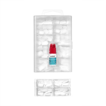 KISS Professional 140 Tips Full-Cover Nails - Ordinary Life (White Square Short Nails), 140 ct