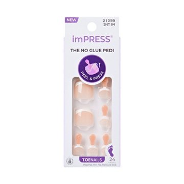 KISS imPress The No Glue Pedi Toenails - Blanc Chic, 24 ct