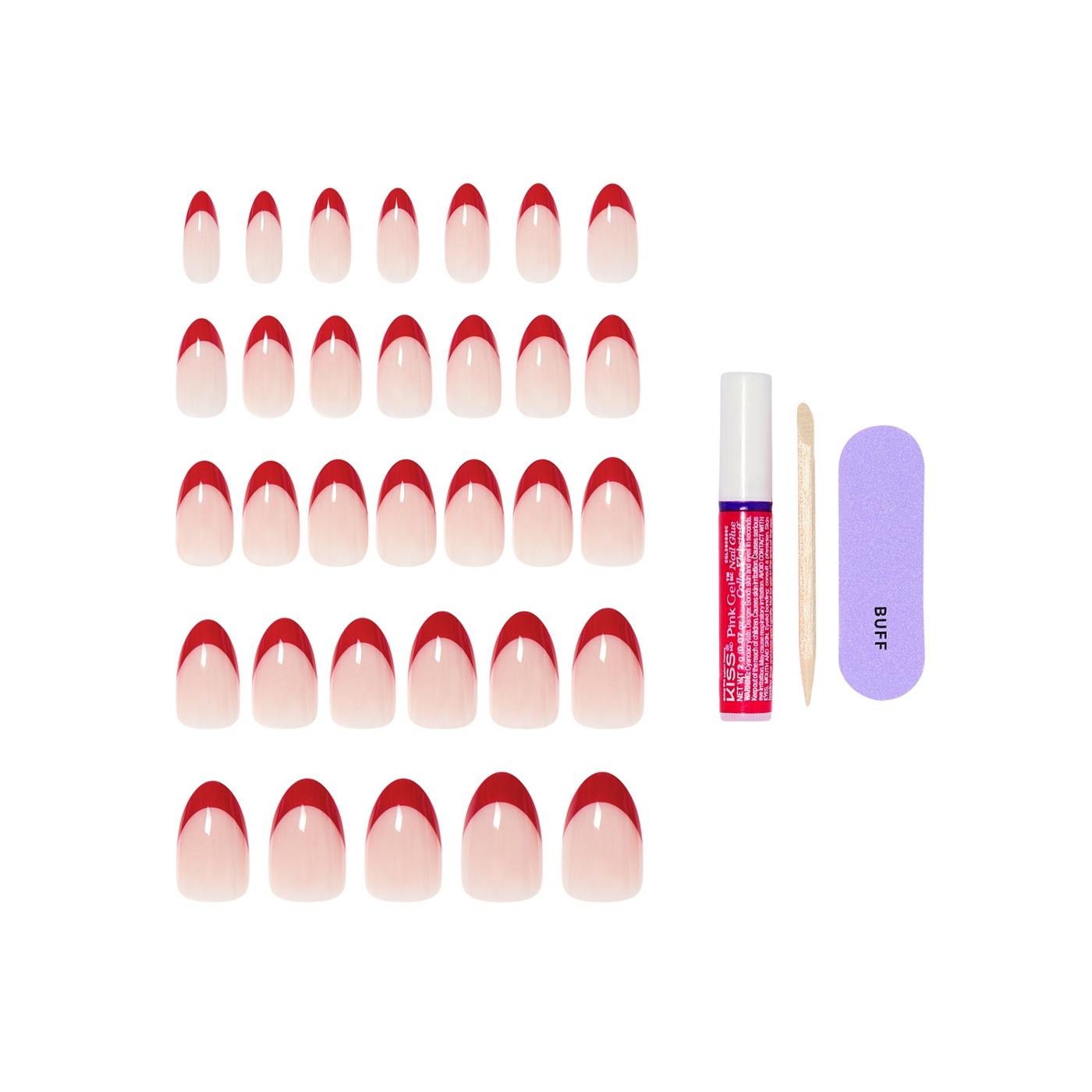 KISS CORE French Nails - Optimistic (Red Almond Medium Nails); image 2 of 7