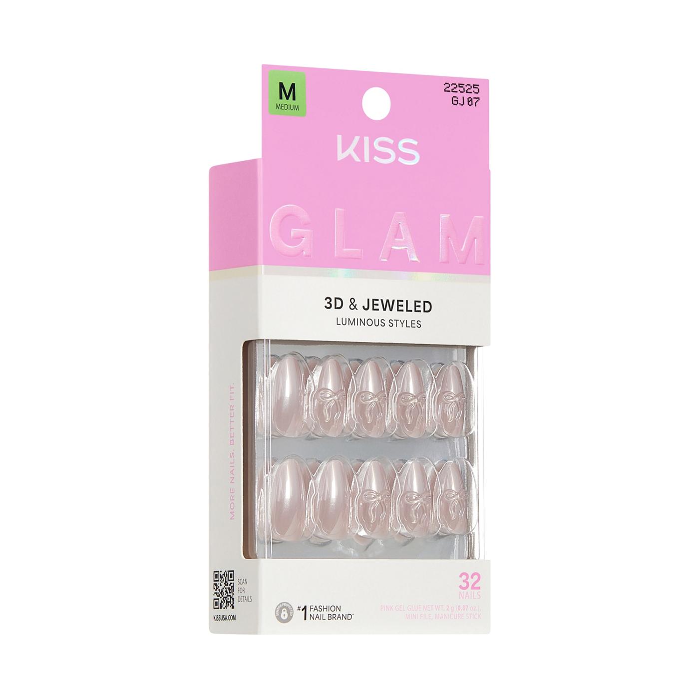 KISS GLAM 3D & Jeweled Nails - Ripple (Pink Almond Medium Nails); image 2 of 8