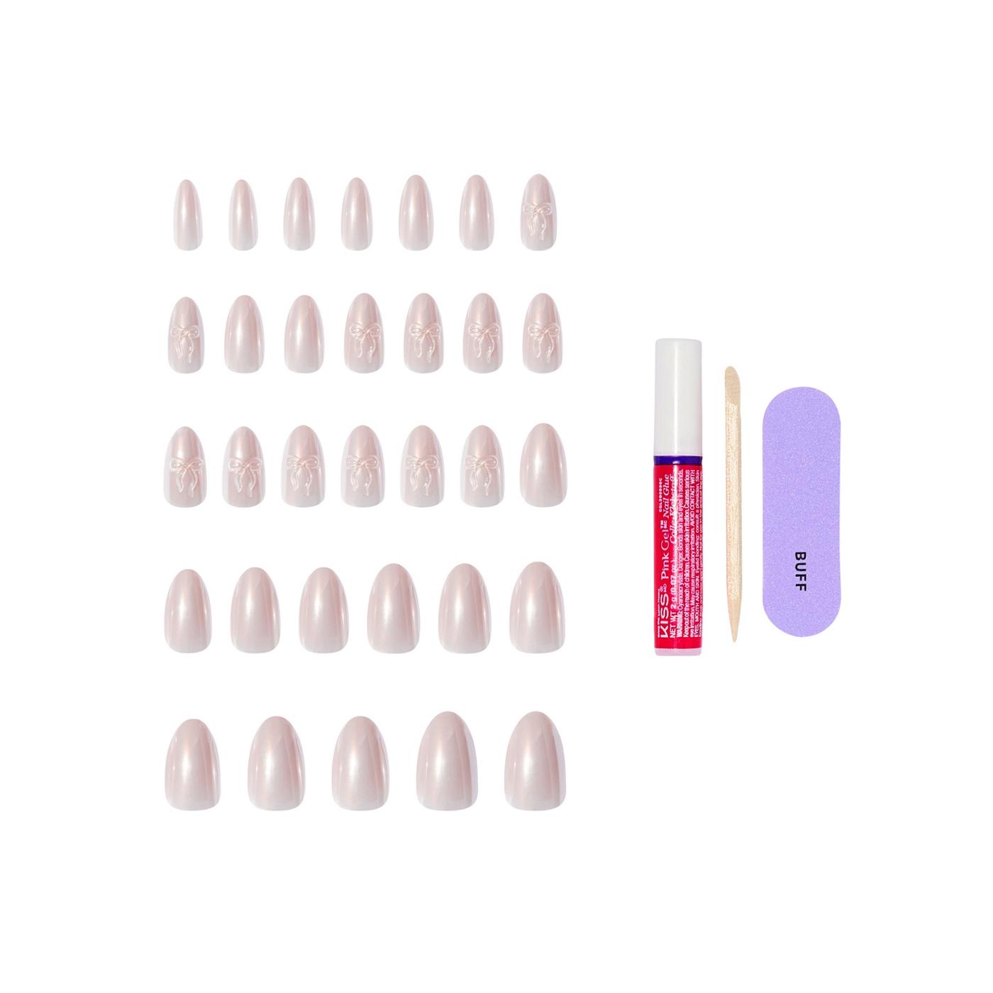 KISS GLAM 3D & Jeweled Nails - Ripple (Pink Almond Medium Nails); image 6 of 8