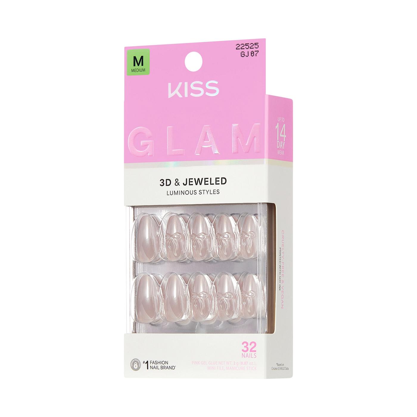 KISS GLAM 3D & Jeweled Nails - Ripple (Pink Almond Medium Nails); image 8 of 8