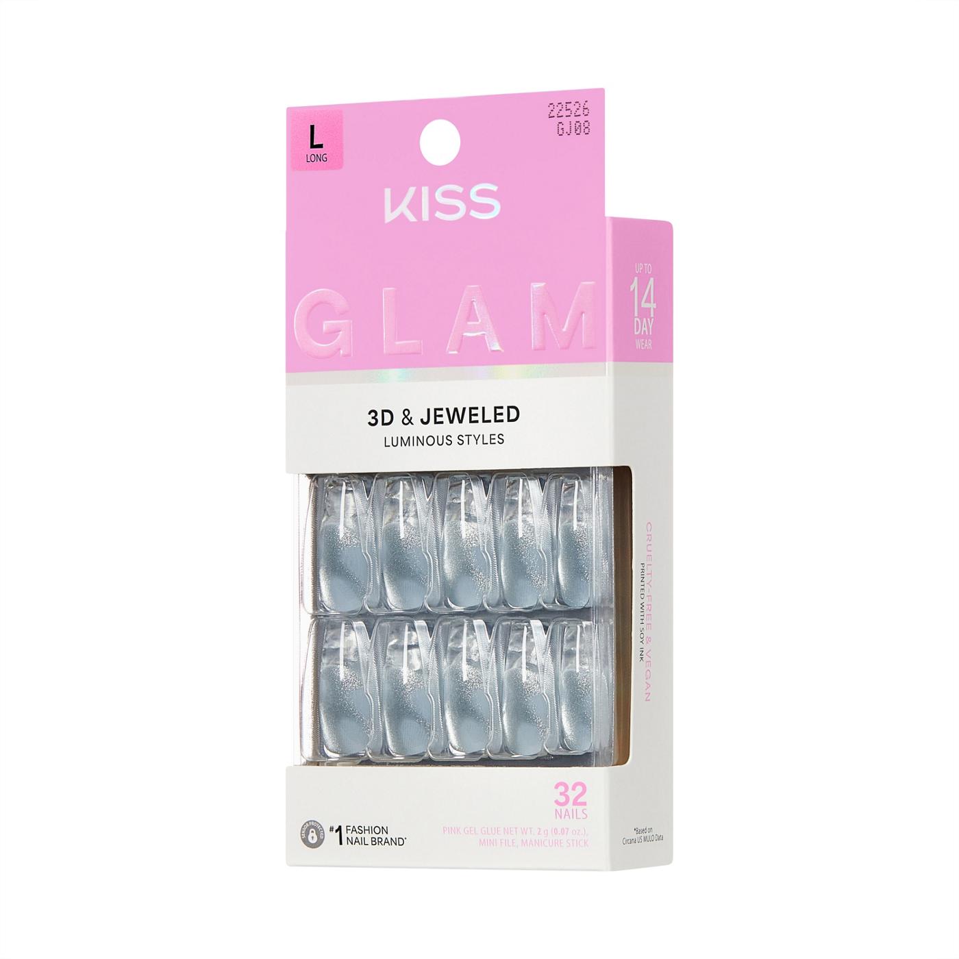 KISS GLAM 3D & Jeweled Nails - Seraphic (Blue Coffin Long Nails); image 2 of 7