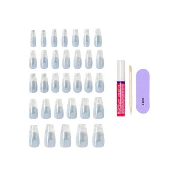 KISS GLAM 3D & Jeweled Nails - Seraphic (Blue Coffin Long Nails), 32 ct