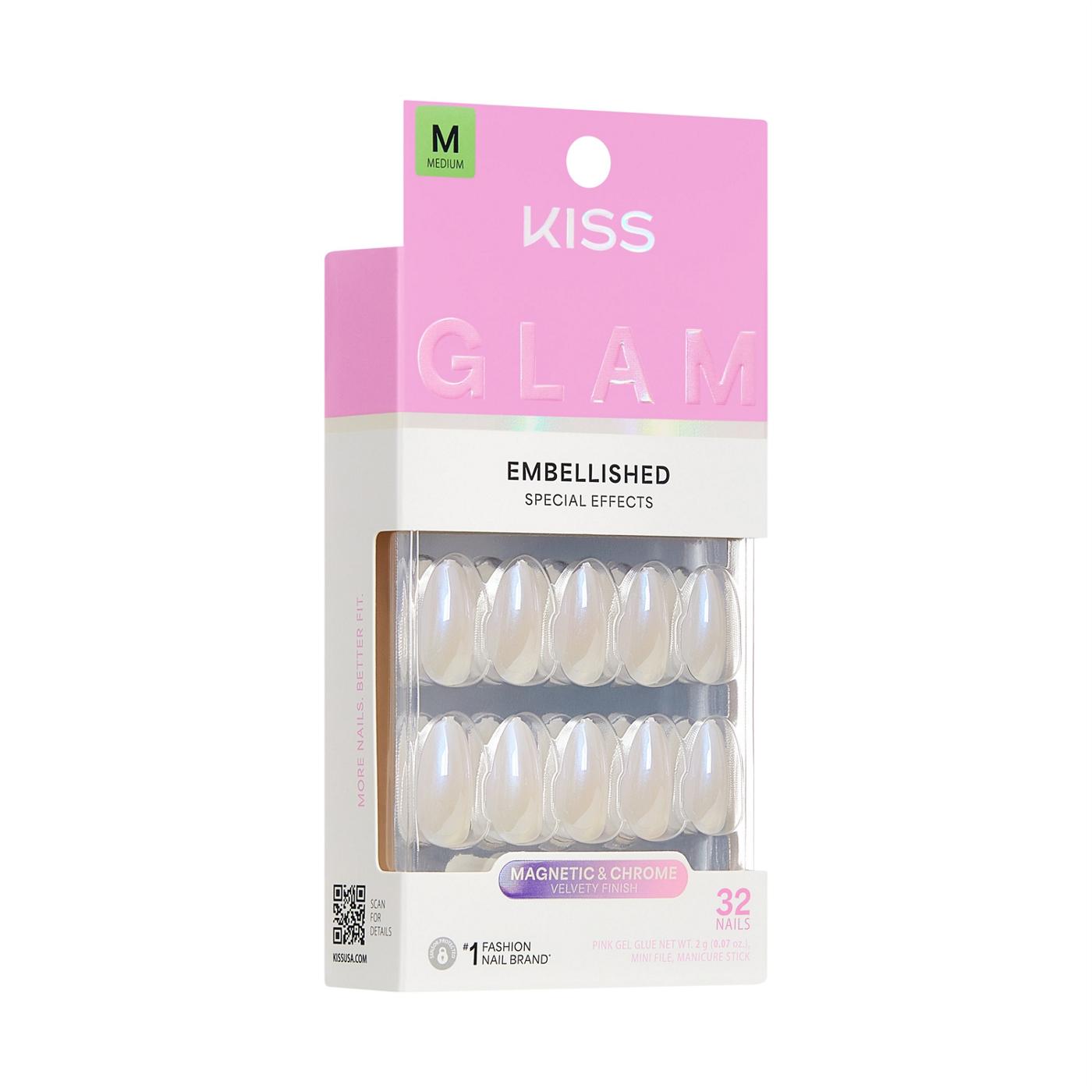 KISS GLAM Embellished Nails - Dive (Pink Almond Medium Nails); image 7 of 7