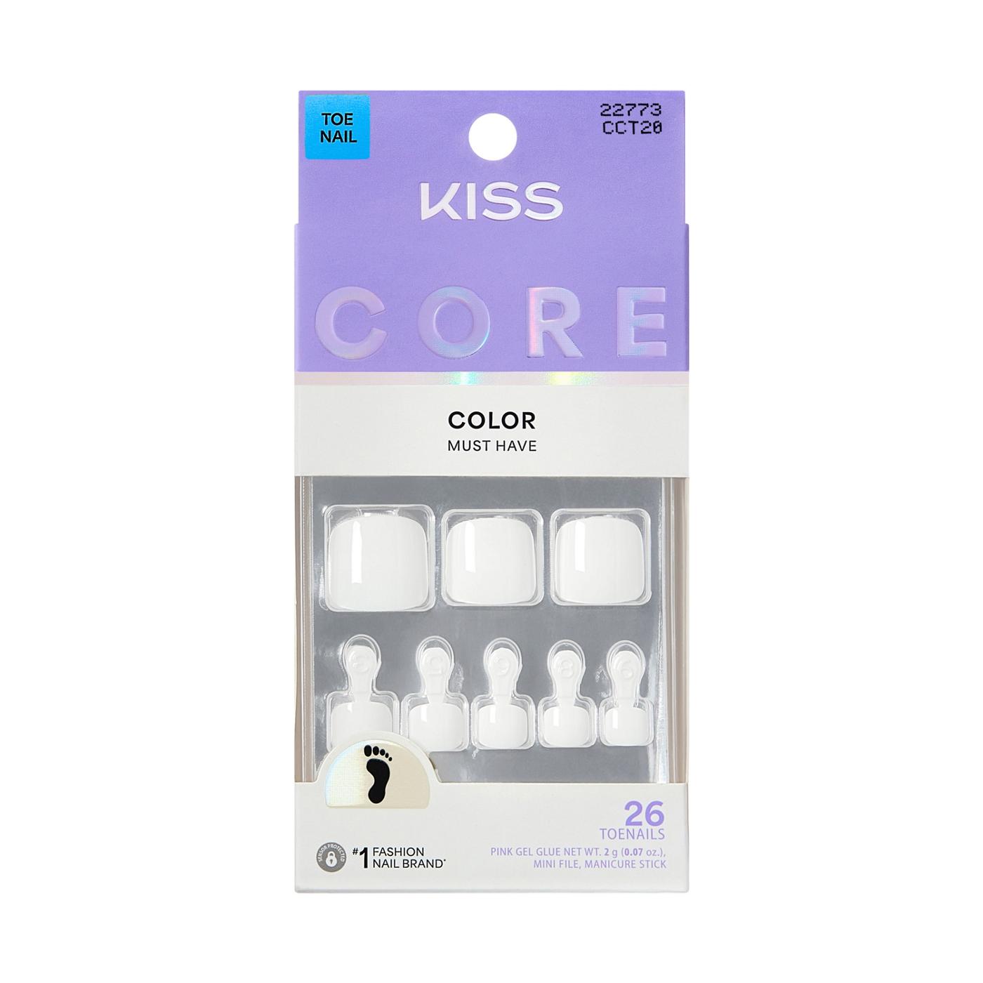 KISS CORE Color Pedicure - Toe-Tally Yours (White Squaoval Short Toenails); image 1 of 7