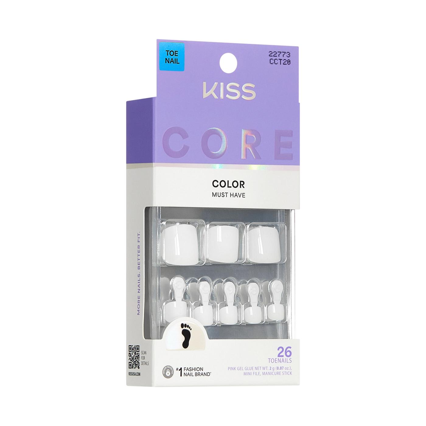 KISS CORE Color Pedicure - Toe-Tally Yours (White Squaoval Short Toenails); image 4 of 7