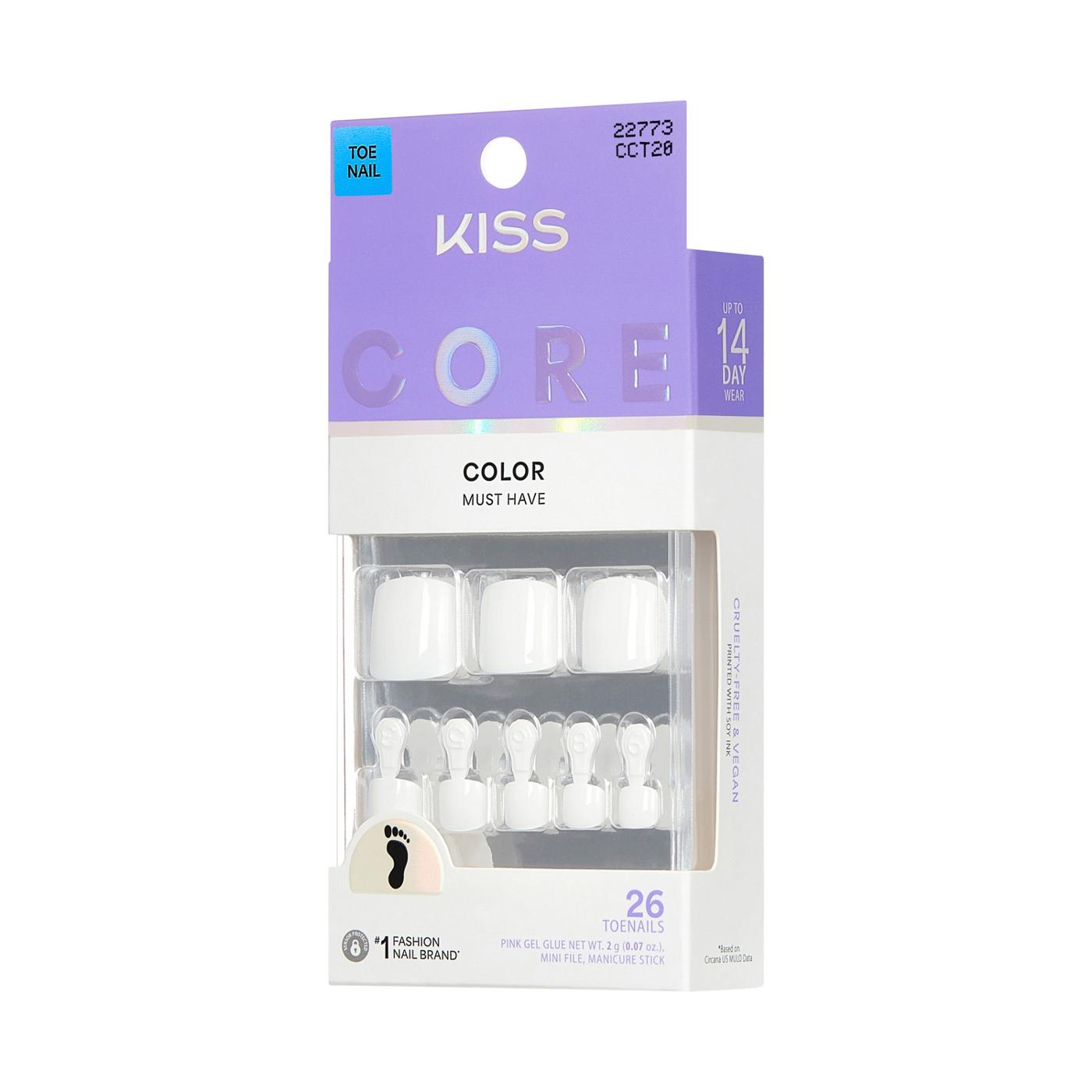 KISS CORE Color Pedicure - Toe-Tally Yours (White Squaoval Short Toenails); image 5 of 7