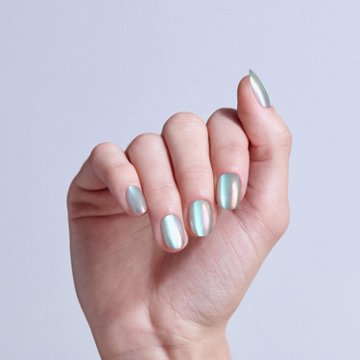 KISS GLAM Embellished Nails - Celestique (Blue Round Short Nails), 32 ct