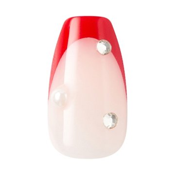 KISS imPPRESS No Glue Press-On Manicure Nails - Happy World (Red Coffin Medium Nails), 30 ct