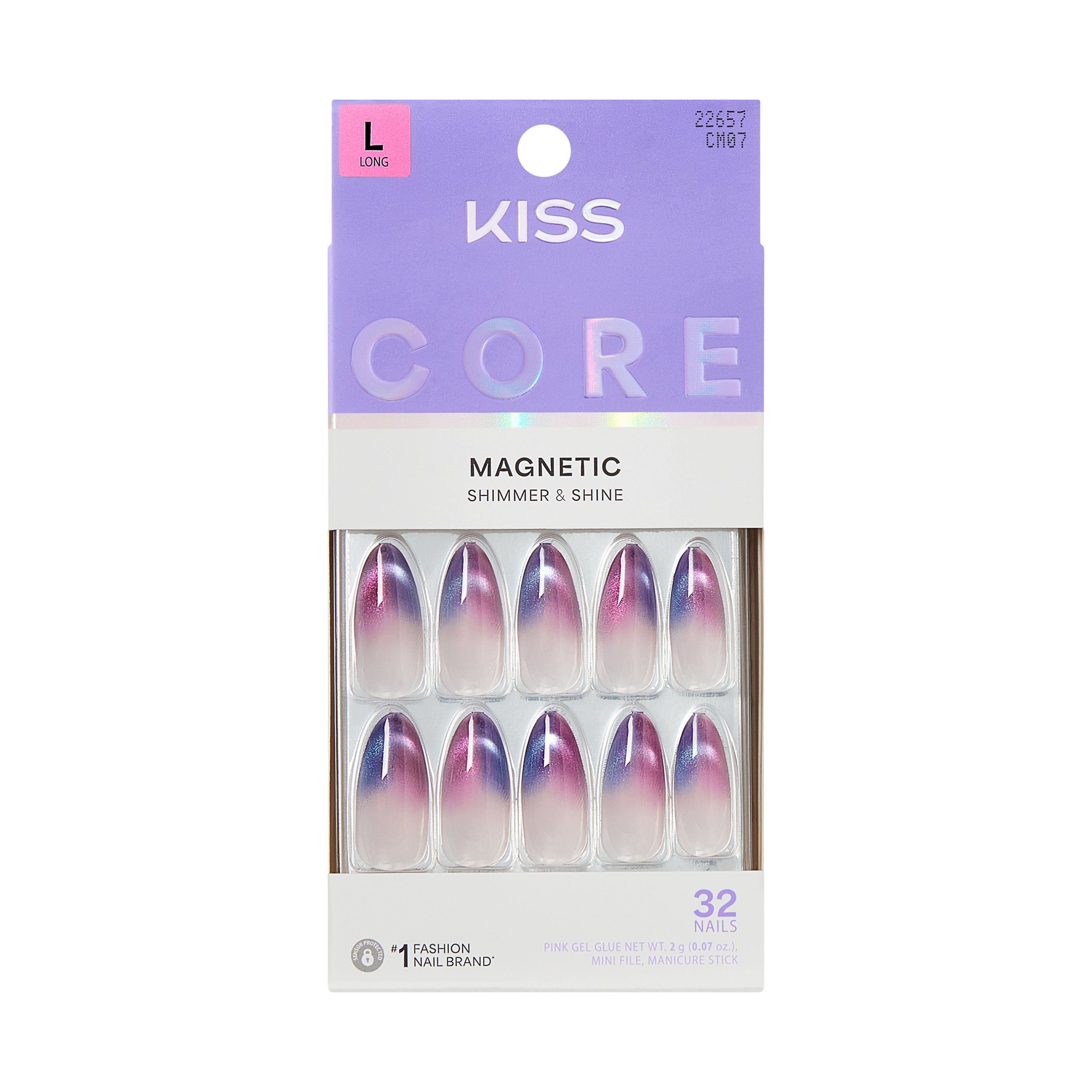 KISS CORE Magnetic Nails - Twinkling Stars (Purple Almond Long