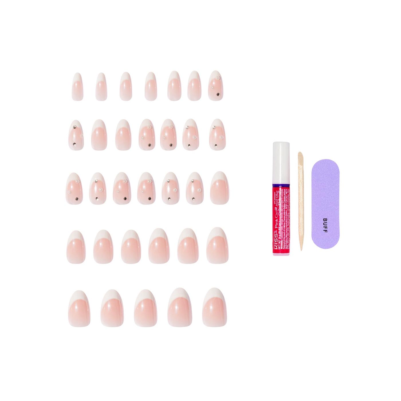 KISS GLAM 3D & Jeweled Nails - Serendipity Awaits (White Almond Medium Nails); image 8 of 8