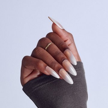 KISS GLAM Embellished Nails - Day N Night (Beige Almond Long Nails), 32 ct