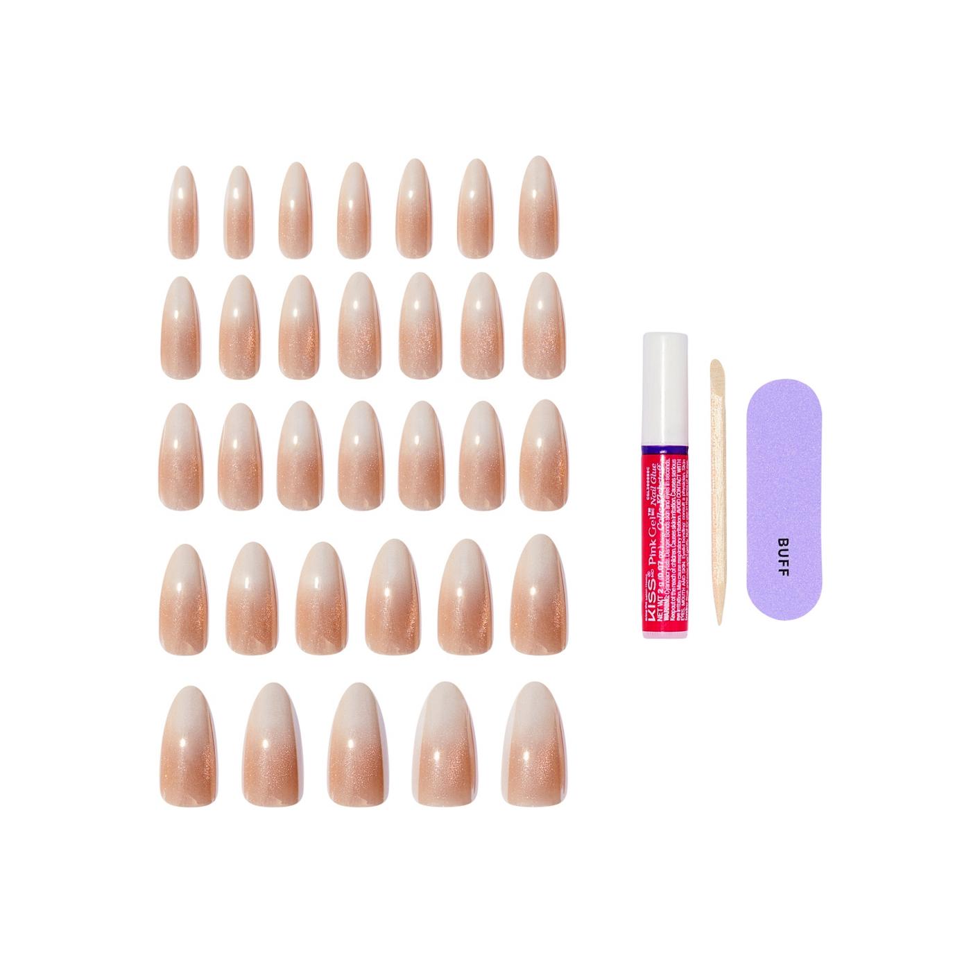 KISS GLAM Embellished Nails - Day N Night (Beige Almond Long Nails); image 5 of 7