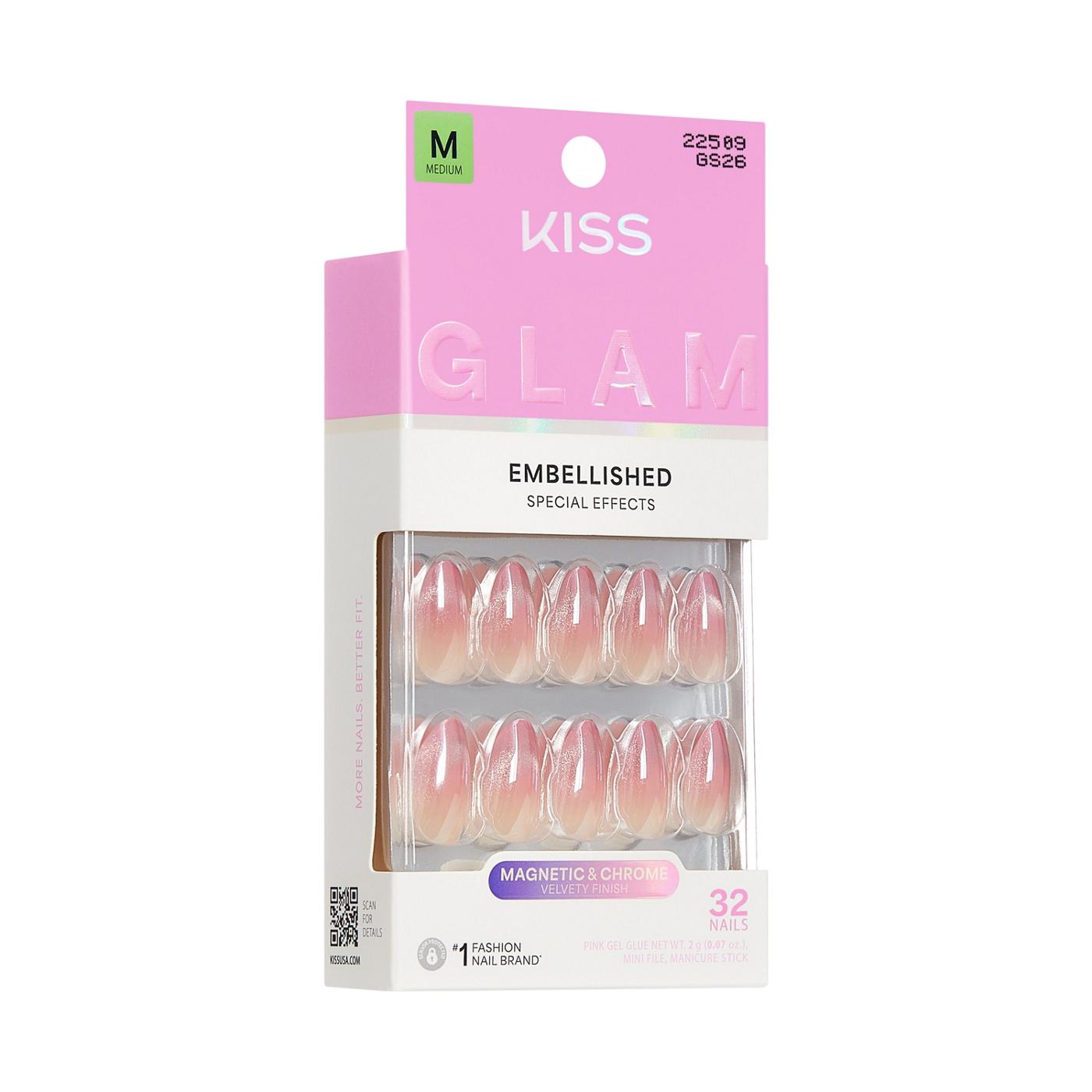 KISS GLAM Embellished Nails - Stardust Wonder (Pink Almond Medium Nails); image 2 of 7