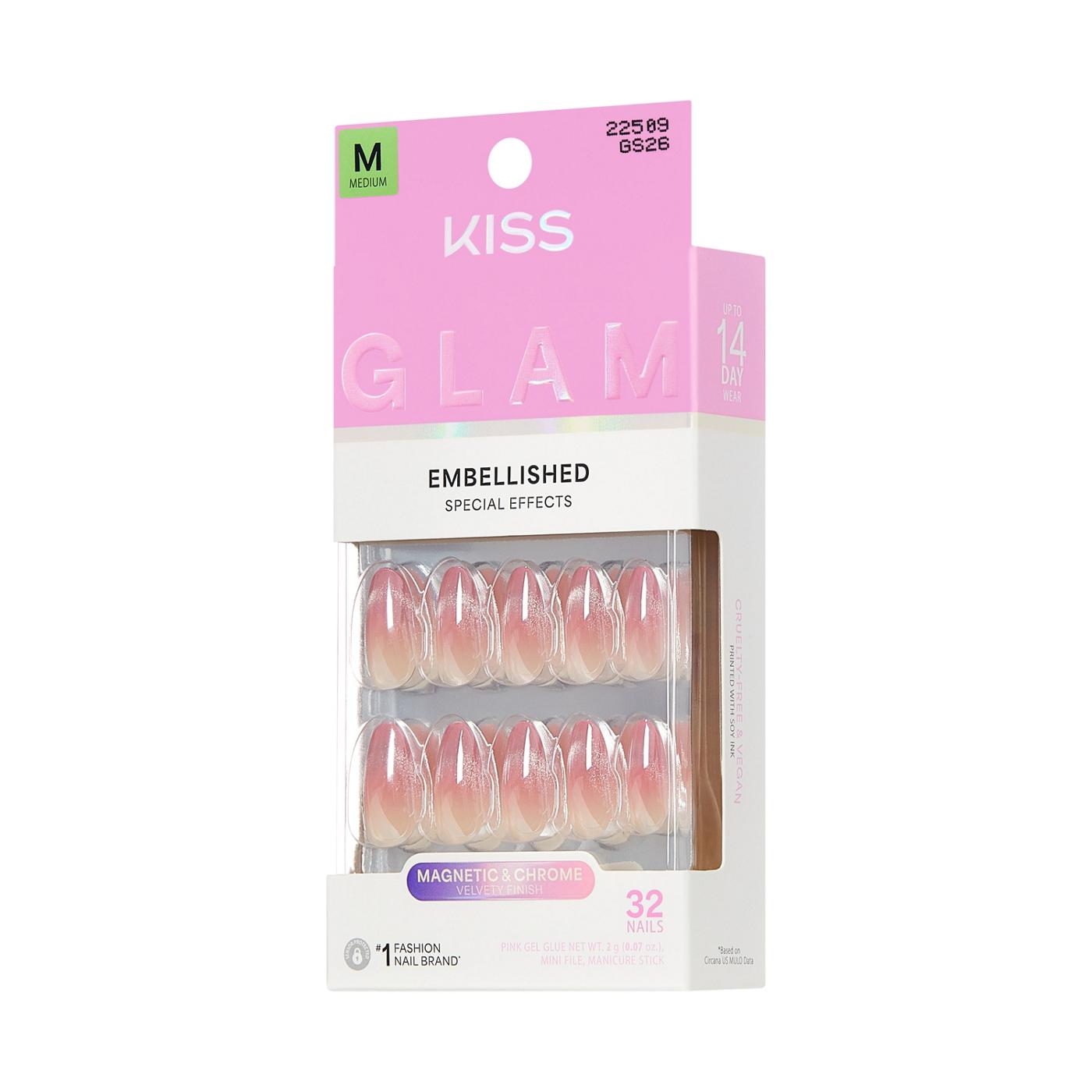 KISS GLAM Embellished Nails - Stardust Wonder (Pink Almond Medium Nails); image 6 of 7
