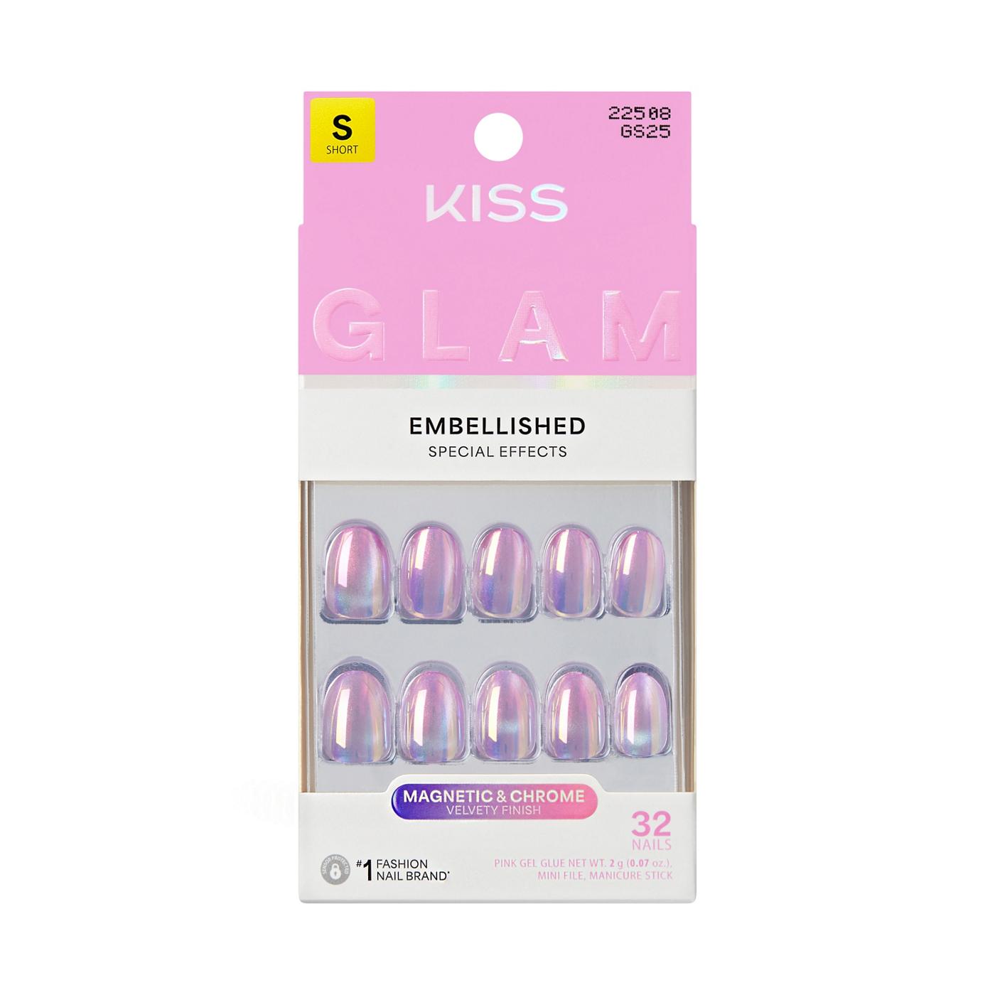KISS GLAM Embellished Nails - One N Only (Pink Round Short Nails); image 1 of 7