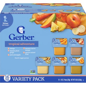 Gerber Tropical Adventure Baby Food Variety Pack, 8 oz Tubs, 2 pk