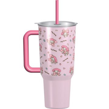 Sanrio Hello Kitty My Melody Stainless Steel Tumbler with Straw, 40 oz