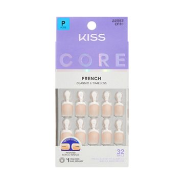 KISS CORE French Nails - Perfection (White Squoval Petite Nails), 32 ct