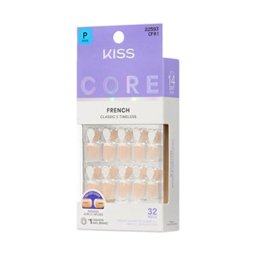 KISS CORE French Nails - Perfection (White Squoval Petite Nails), 32 ct