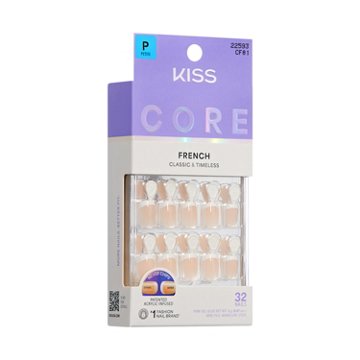 KISS CORE French Nails - Perfection (White Squoval Petite Nails), 32 ct