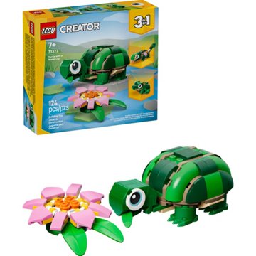 LEGO Creator 3 in 1 Turtle with a Water Lily Flower Building Set, 124 pc