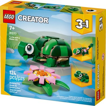 LEGO Creator 3 in 1 Turtle with a Water Lily Flower Building Set, 124 pc