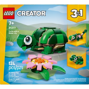 LEGO Creator 3 in 1 Turtle with a Water Lily Flower Building Set, 124 pc
