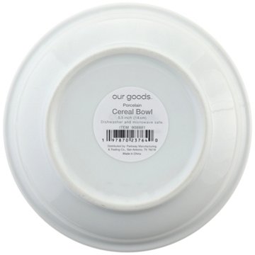 our goods Round White Porcelain Cereal Bowl, 5.5"