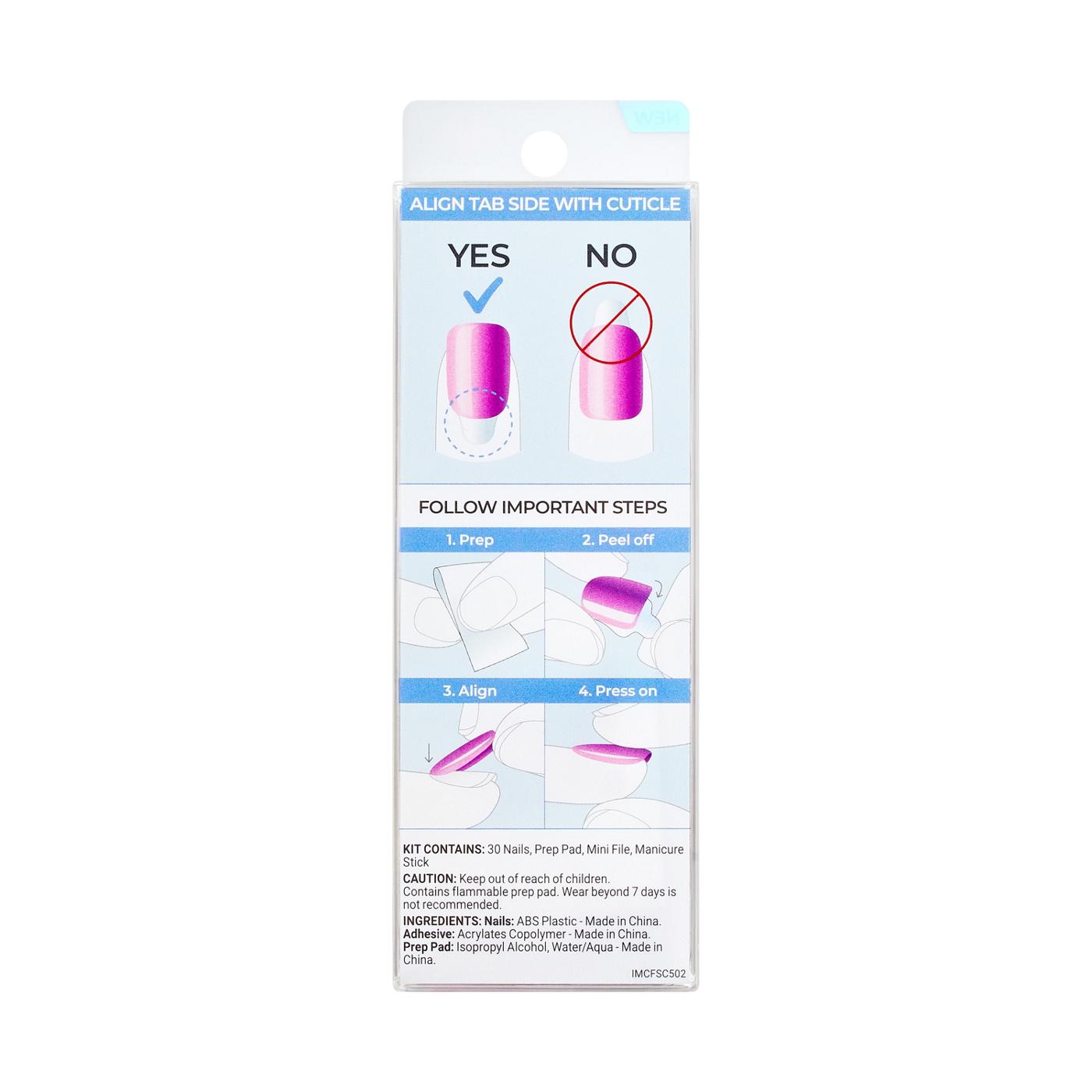 KISS imPRESS Color FX No Glue Press-On Manicure Nails - Floating Nails (Pink Oval Short Nails); image 6 of 7