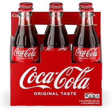 Coca-Cola Cane Sugar Soda Soft Drink 6 pk Glass Bottles