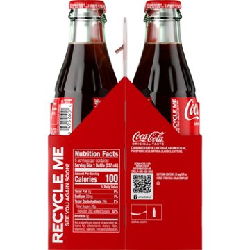 Coca-Cola Cane Sugar Soda Soft Drink 6 pk Glass Bottles